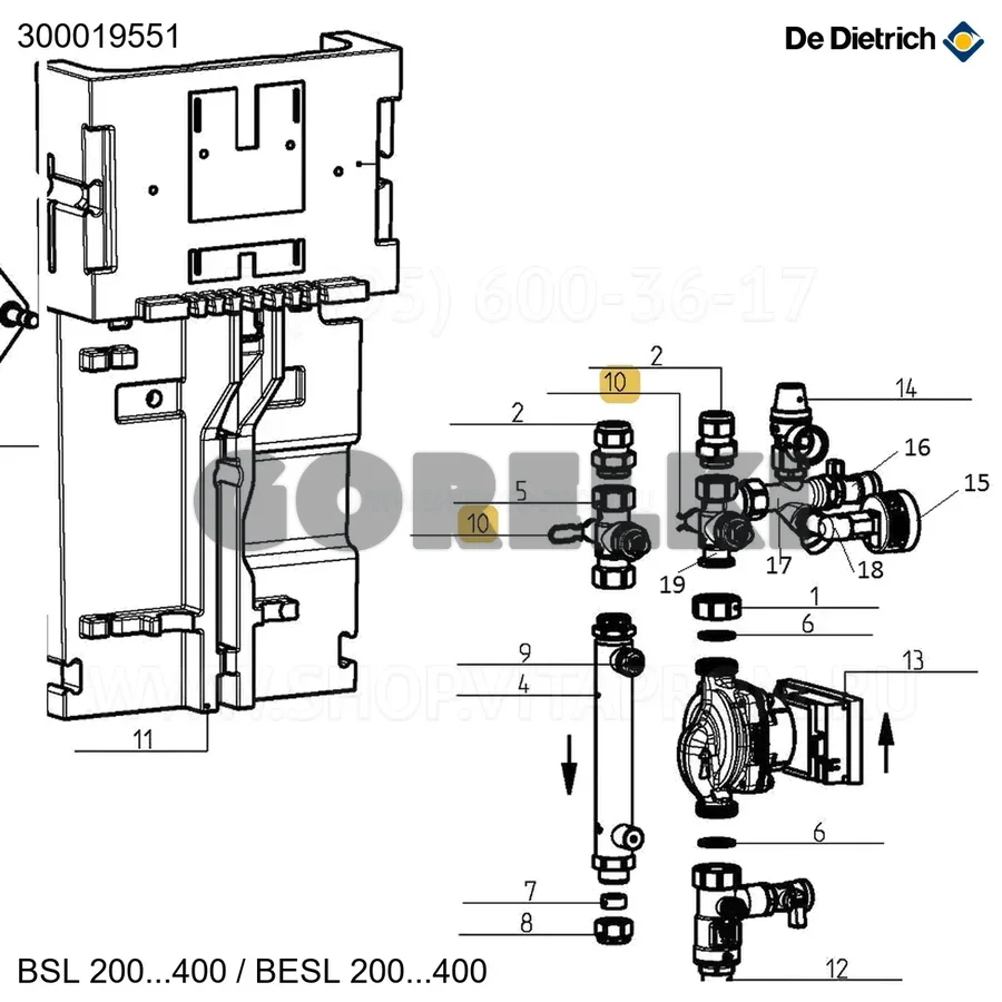 Штифт фиксации крана De Dietrich 300019551 для газового котла