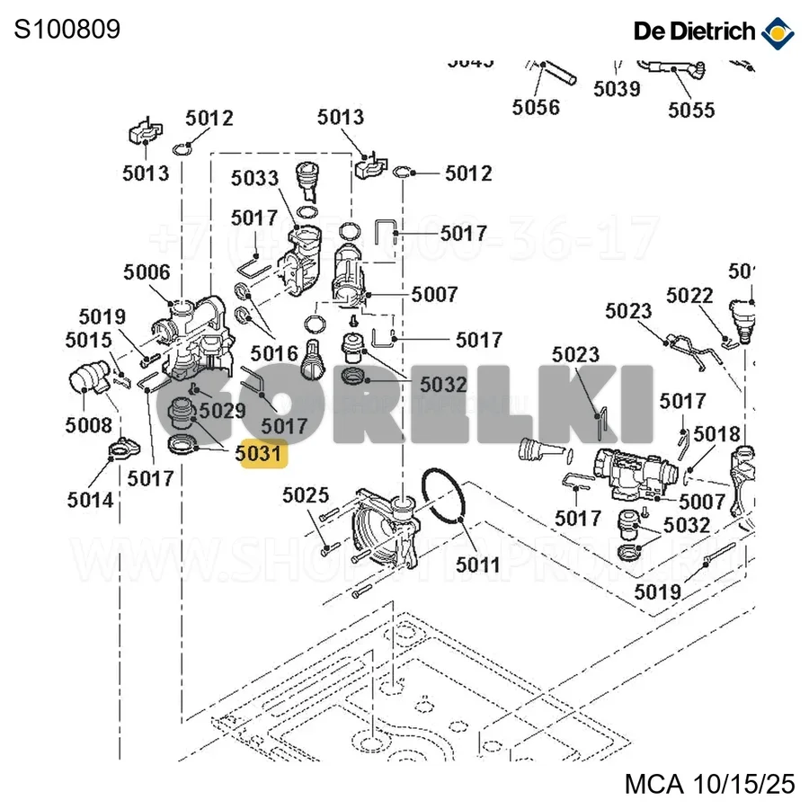 Штуцер подачи и обратки 18mm De Dietrich S100809 для газового котла