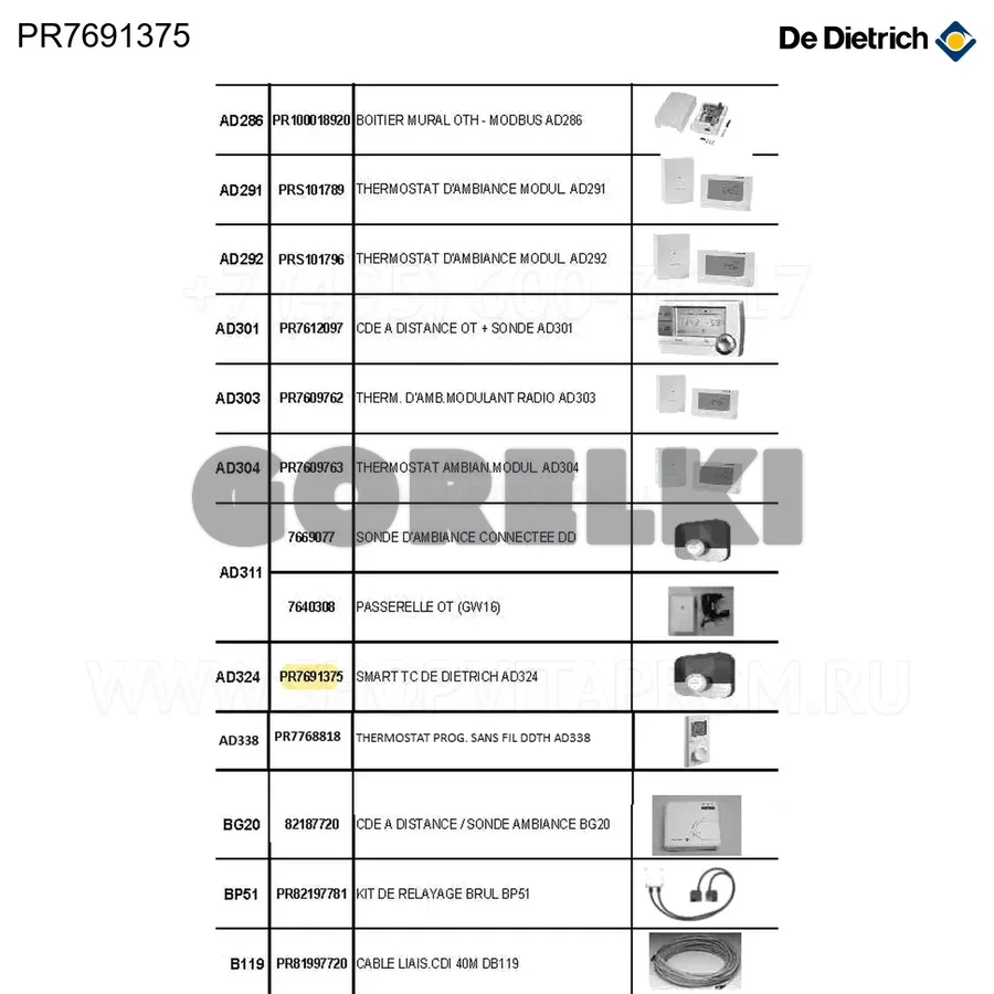 Smart tc De Dietrich ad324 De Dietrich PR7691375 для газового котла