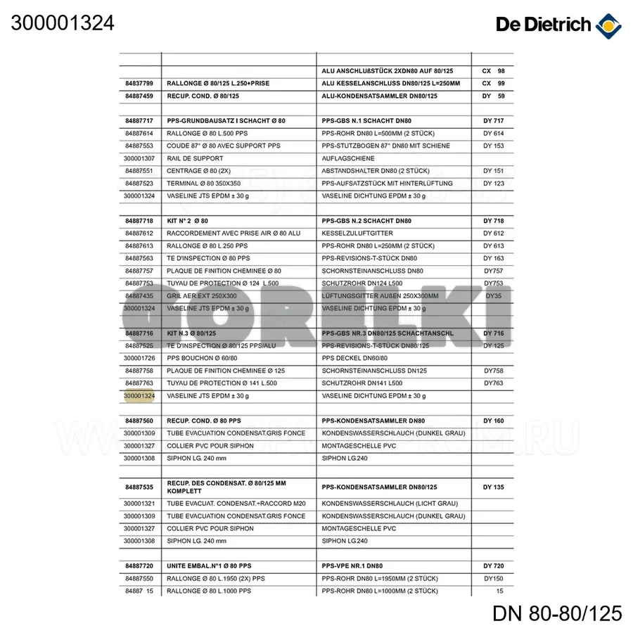 Смазка для EPDM уплотнений ± 30 г De Dietrich 300001324 для газового котла