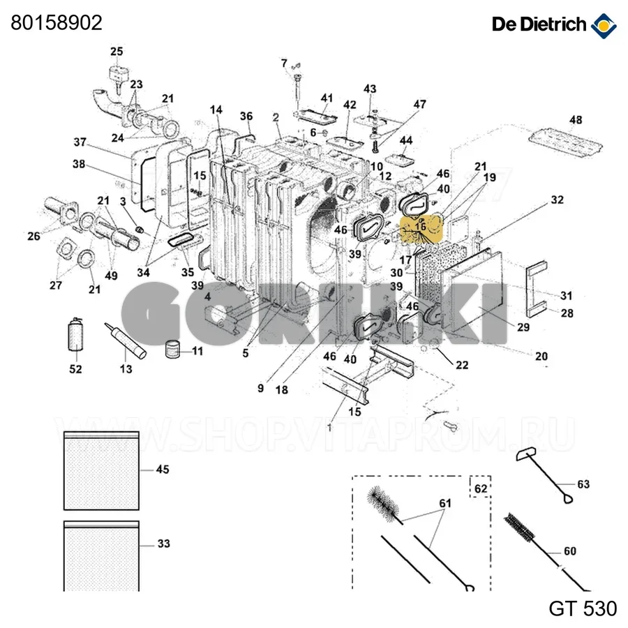 Смотровое окно в сборе + рамка De Dietrich 80158902 для газового котла