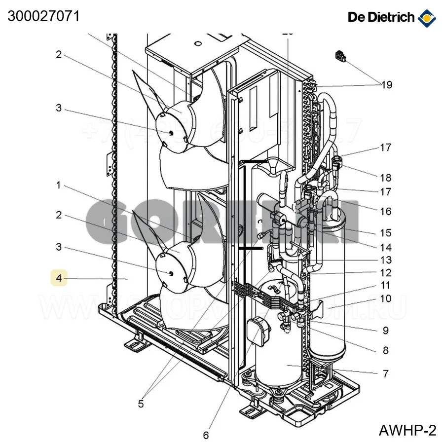 Теплообменник (испаритель/конденсатор) 22-27 tr De Dietrich 300027071 для газового котла
