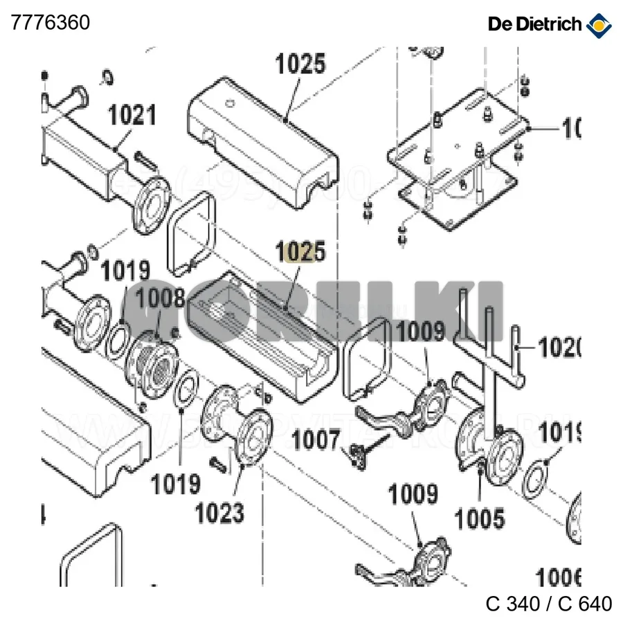 Теплообменник подачи d'is De Dietrich 7776363 для газового котла