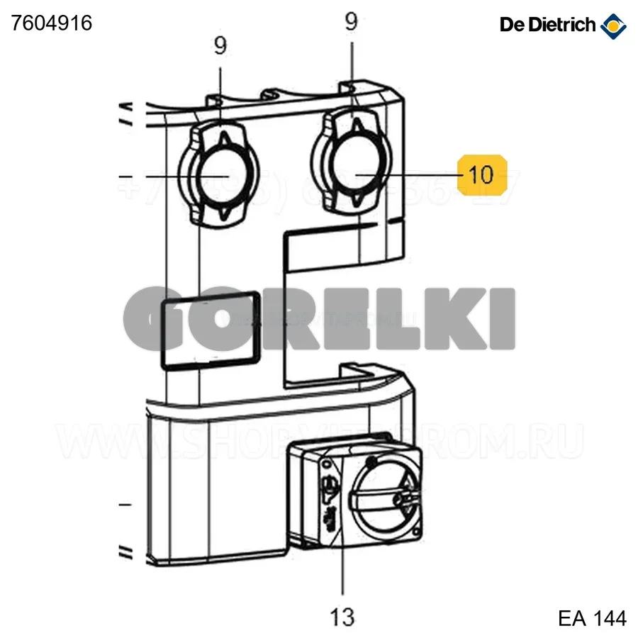 Термометр d.50 0-120°c (красный) De Dietrich 7604916 для газового котла
