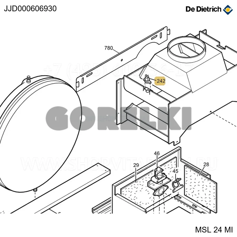 Th дымовых газов R.A.60?-Fast.Pieg-Coll De Dietrich JJJ000606930 для газового котла