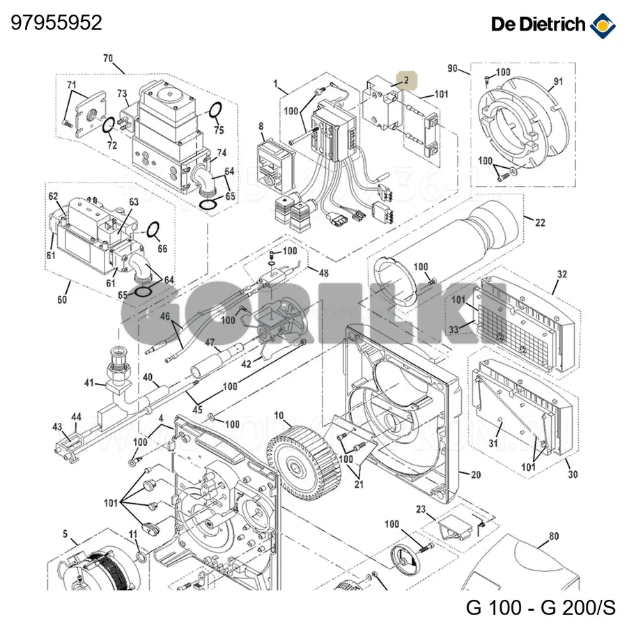 Трансформатор ebi-1p De Dietrich 97955952 для газового котла