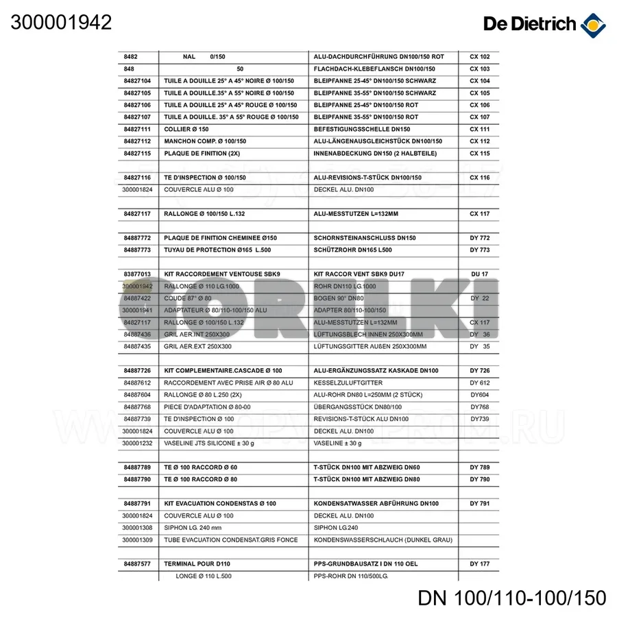 Труба d.110 дл.1000 De Dietrich 300001942 для газового котла