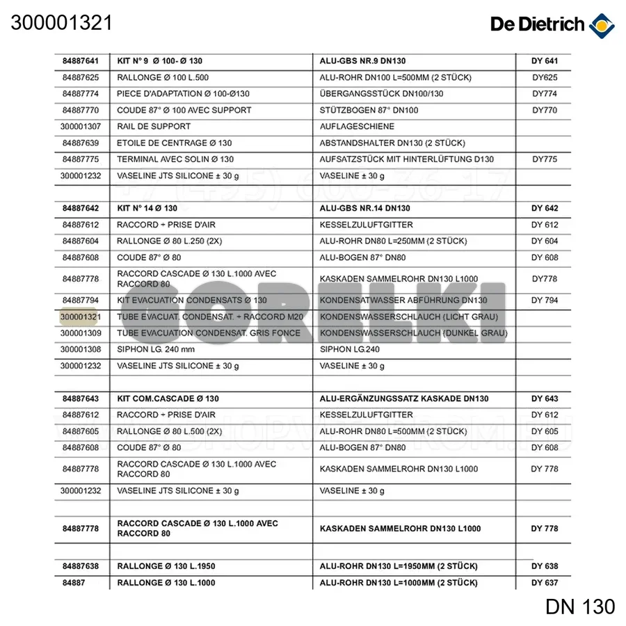 Труба отвода конденсата + переходник M20 De Dietrich 300001321 для газового котла