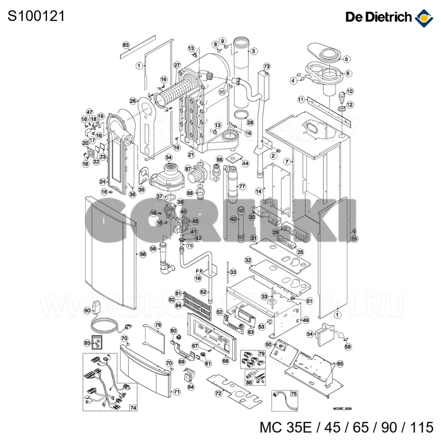 Труба замены циркуляционного насоса De Dietrich S100121 для газового котла