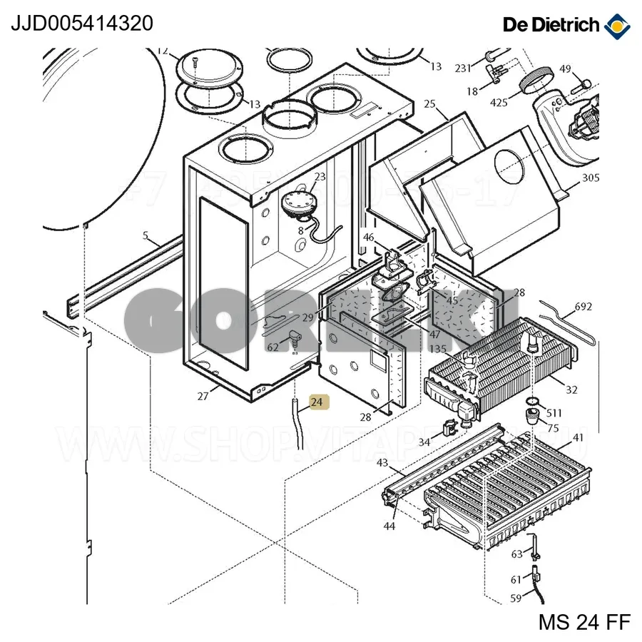 Трубка прессостата 4.5x8 L-170 De Dietrich JJJ005414320 для газового котла