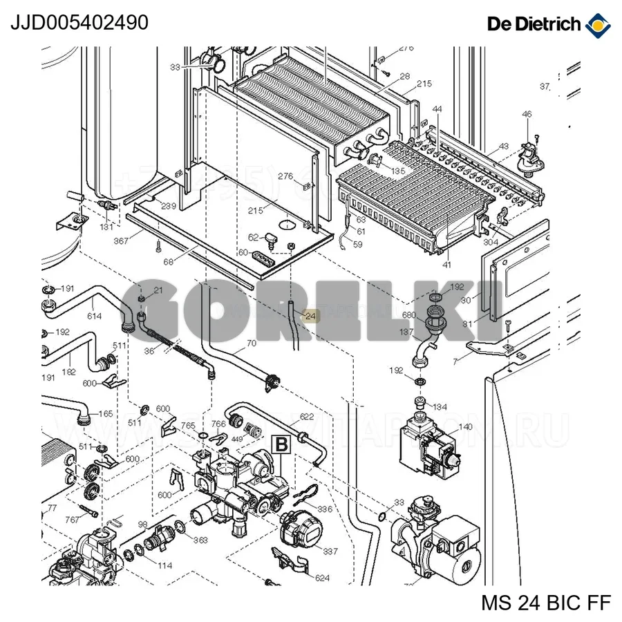 Трубка силиконовая клапана газового (3 шт/уп) De Dietrich JJJ005402490 для газового котла