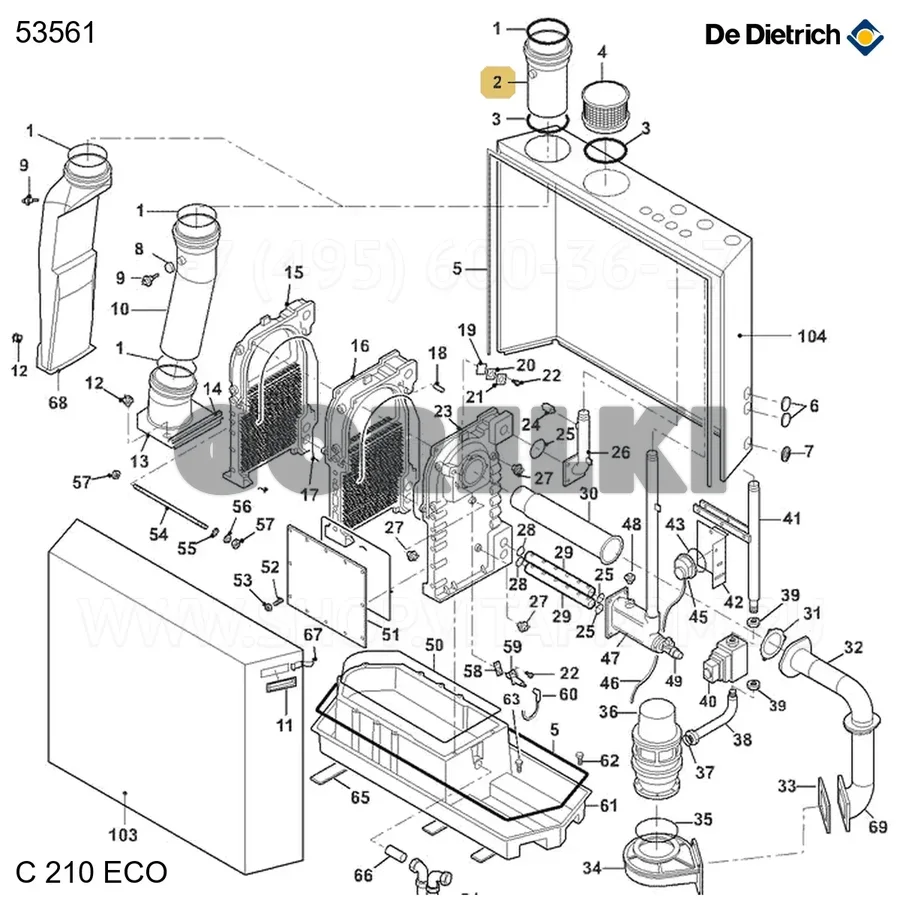 Трубка соедин.+отбор давл.DN150-80/160кВт De Dietrich 53561 для газового котла