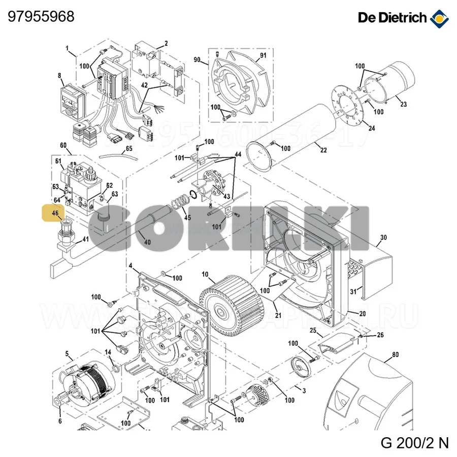 Угольник-штуцер De Dietrich 97955968 для газового котла