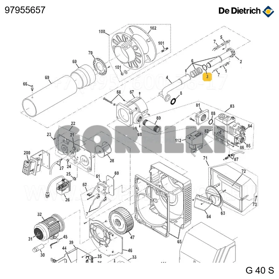 Узел 5 колец уплотнительных De Dietrich 97955657 для газового котла