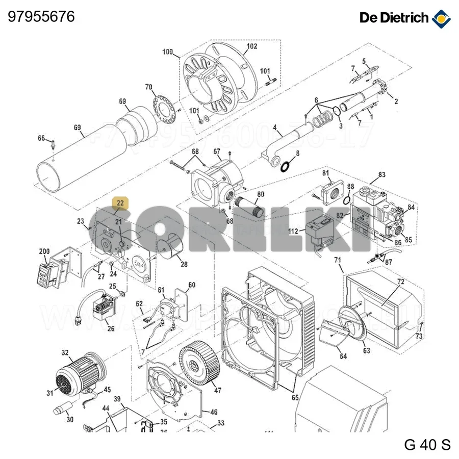 Узел крышки верхней De Dietrich 97955676 для газового котла