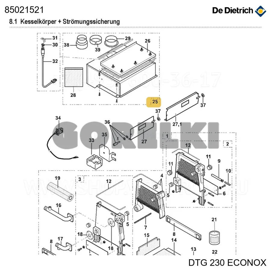 Узел обратного клапана eox 10 De Dietrich 85021521 для газового котла