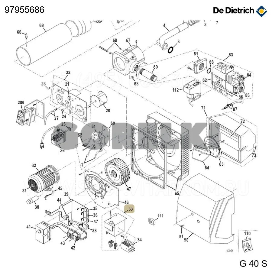 Узел проводки трехфазной De Dietrich 97955687 для газового котла