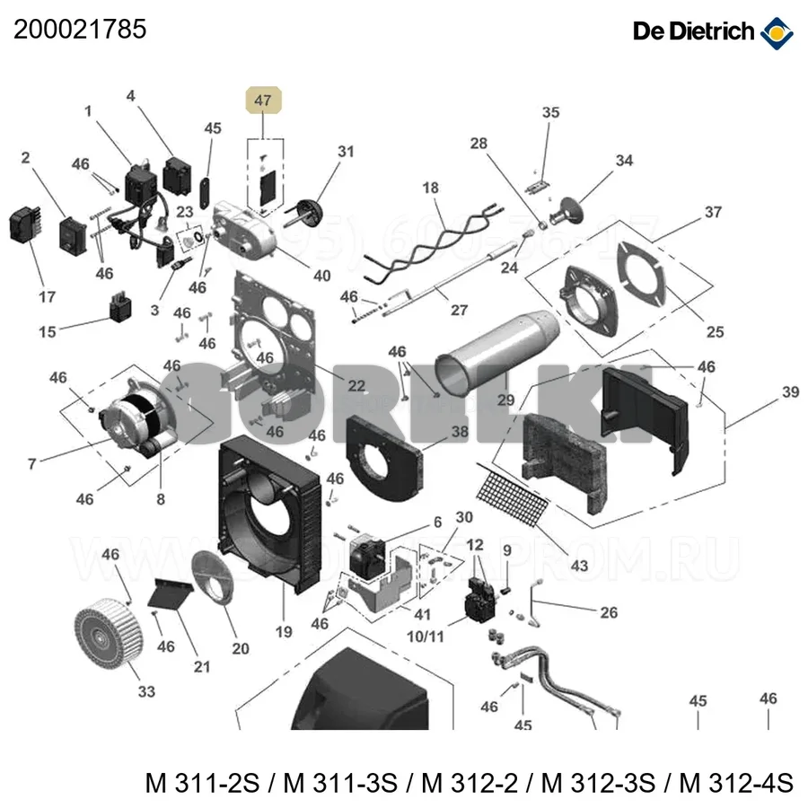 Узел воздушной заслонки De Dietrich 200021785 для газового котла