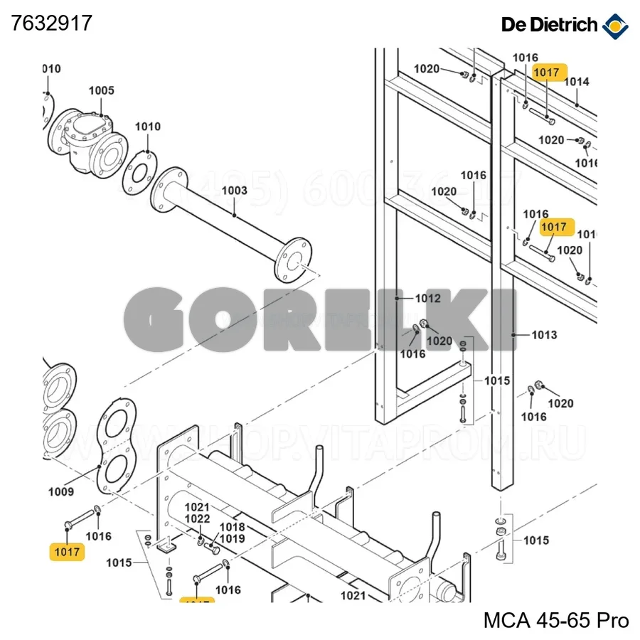 Винт DIN931-8.8ZP M8x90 (20 шт/уп) De Dietrich 7632917 для газового котла
