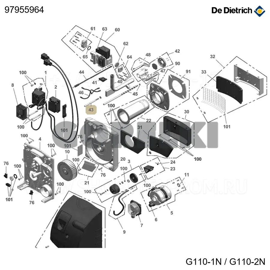 Винт крепежный De Dietrich 97955964 для газового котла