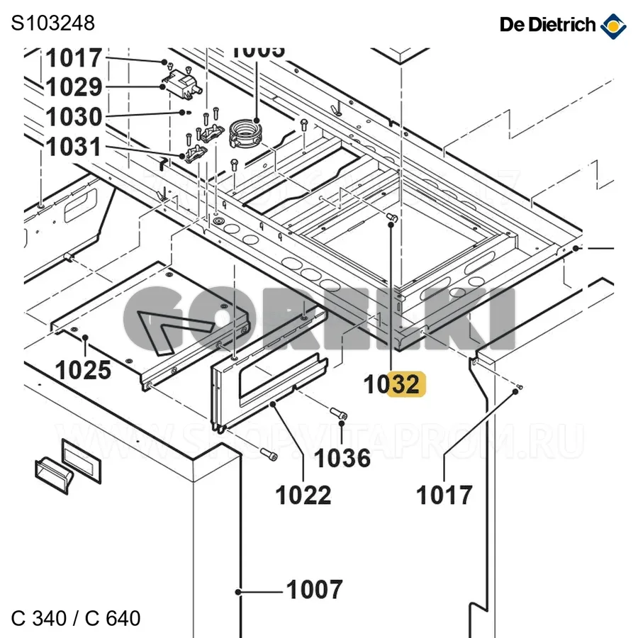 Винт m8x10 (5 шт/уп) De Dietrich S103248 для газового котла