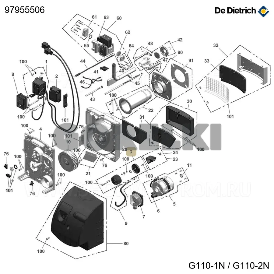 Винт регулировки воздушной заслонки De Dietrich 97955506 для газового котла