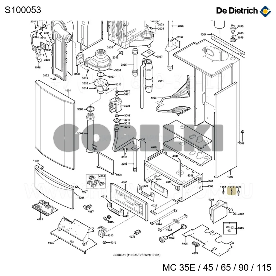 Винт специальный M4 x 16 (20 шт/уп) De Dietrich S100053 для газового котла