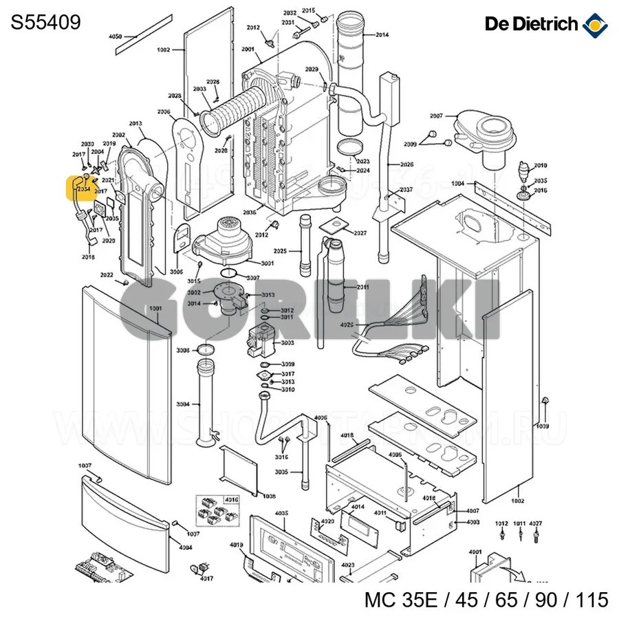 Ввод кабеля электрода розжига De Dietrich S55409 для газового котла