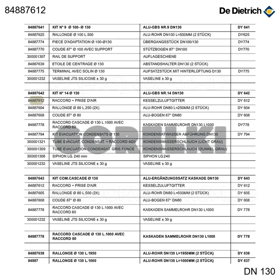 Забор воздуха d80 dy612 De Dietrich 84887612 для газового котла