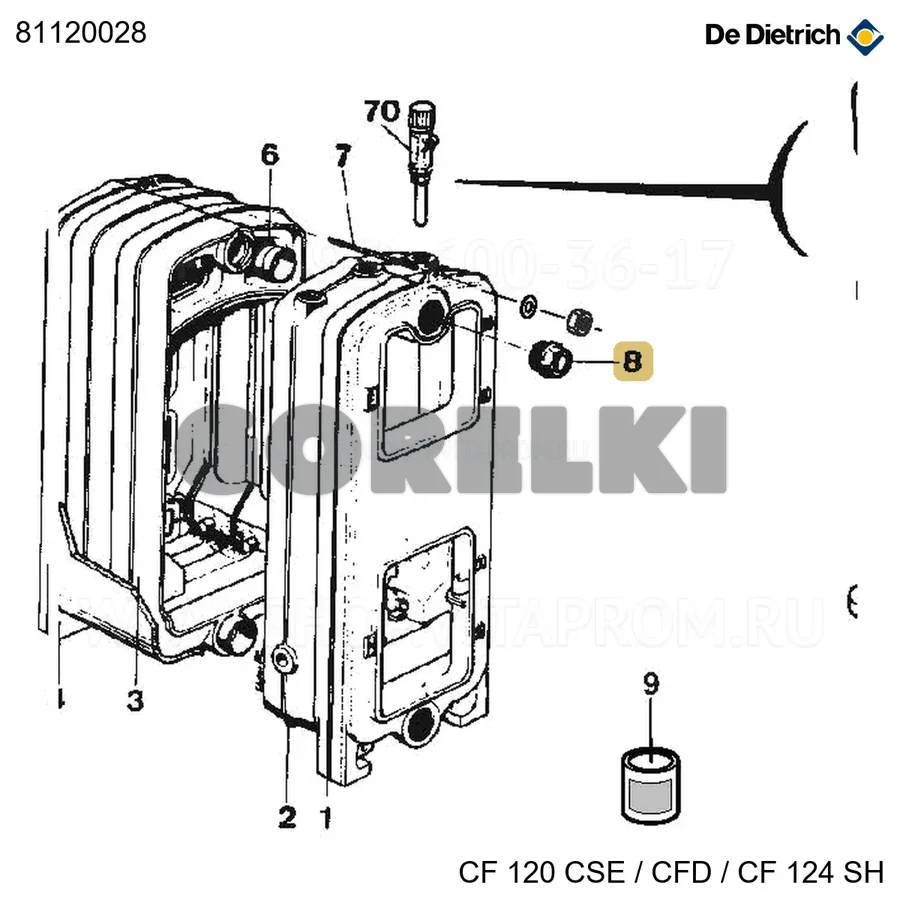 Заглушка 2'' De Dietrich 81120028 для газового котла
