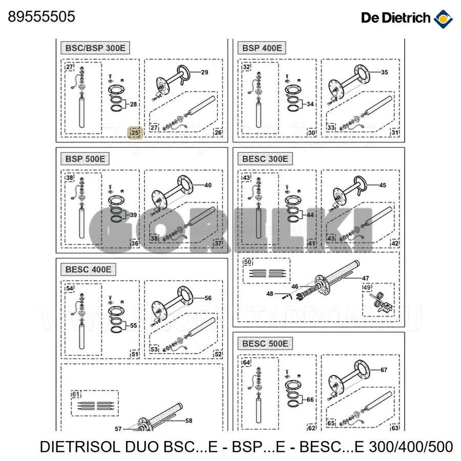 Заглушка верхняя d112 с анодом (1x33x330) De Dietrich 89555505 для газового котла