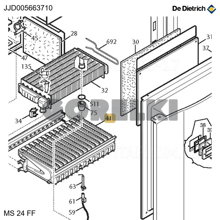 Запасная часть узла горелки 13 элементов De Dietrich JJJ005663710 для газового котла