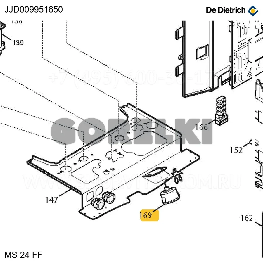 Запасной манометр d.40 без кронштейна De Dietrich JJJ009951650 для газового котла