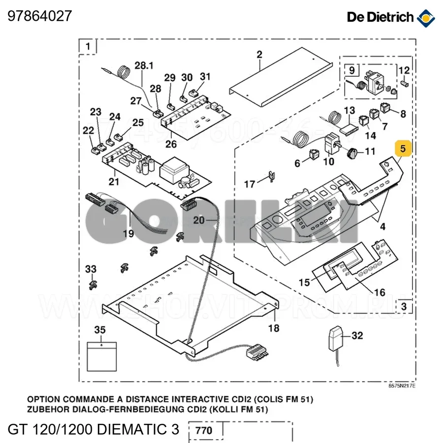 Заслонка DIEMATIC De Dietrich 97864027 для газового котла