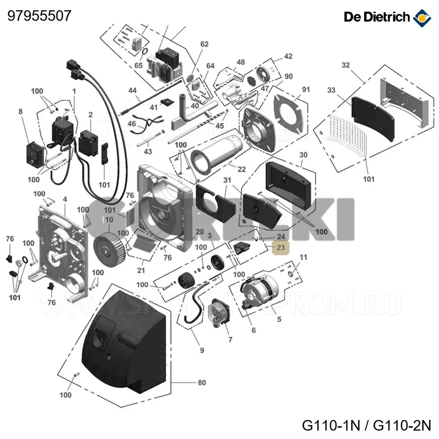 Заслонка воздушная в сборе De Dietrich 97955507 для газового котла