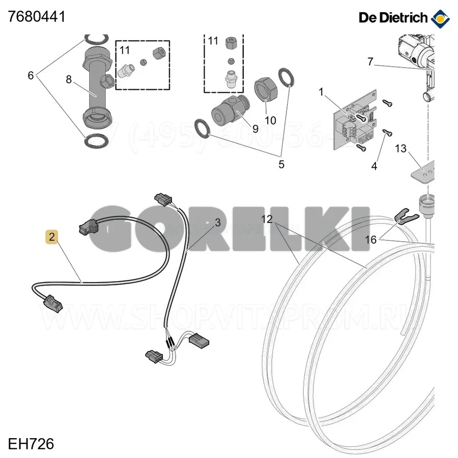 Жгут cb04_ehc04 De Dietrich 7680441 для газового котла