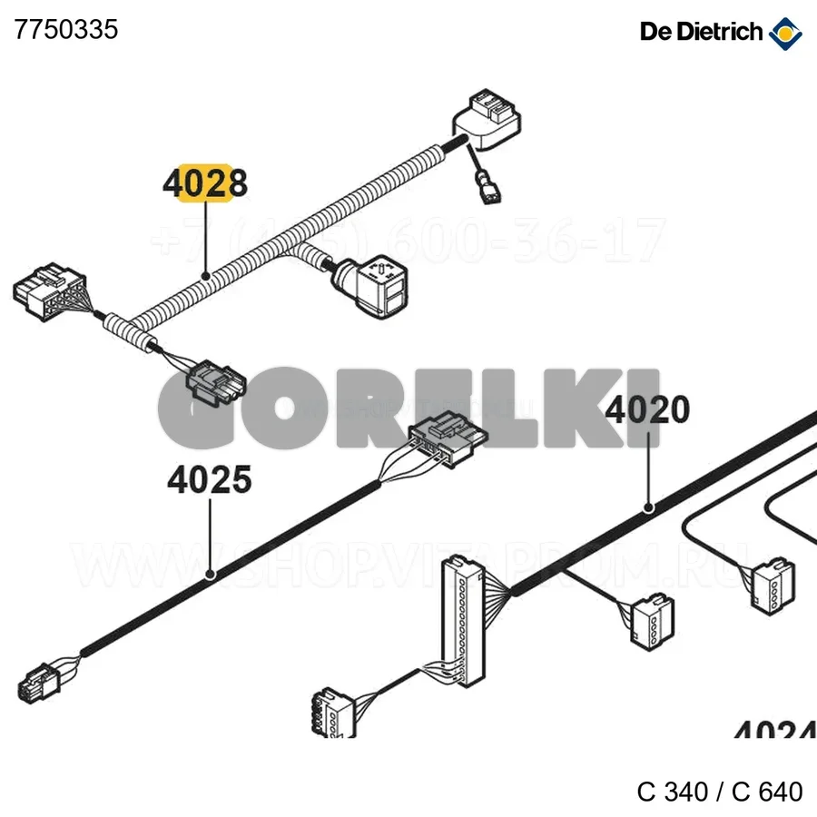 Жгут проводов 230В котла De Dietrich 7750335