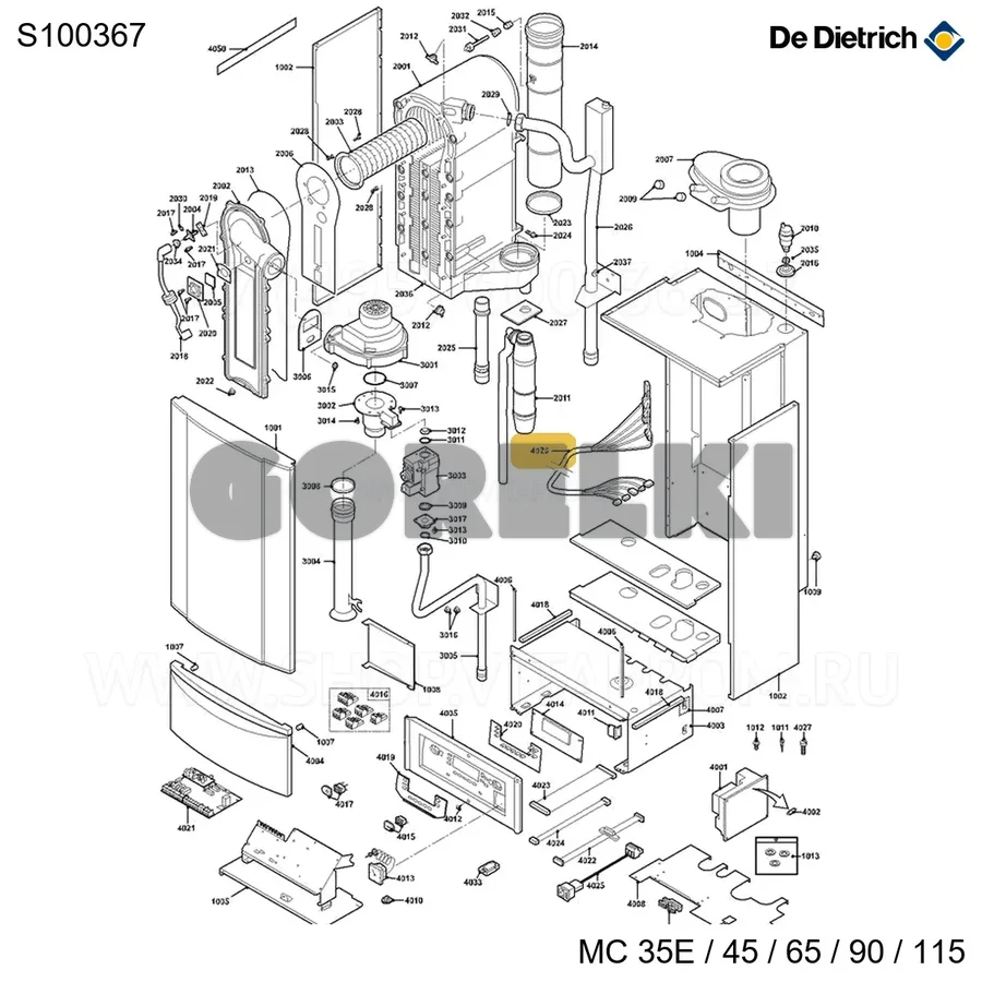 Жгут проводов MC 115 кВт De Dietrich S100367 для газового котла